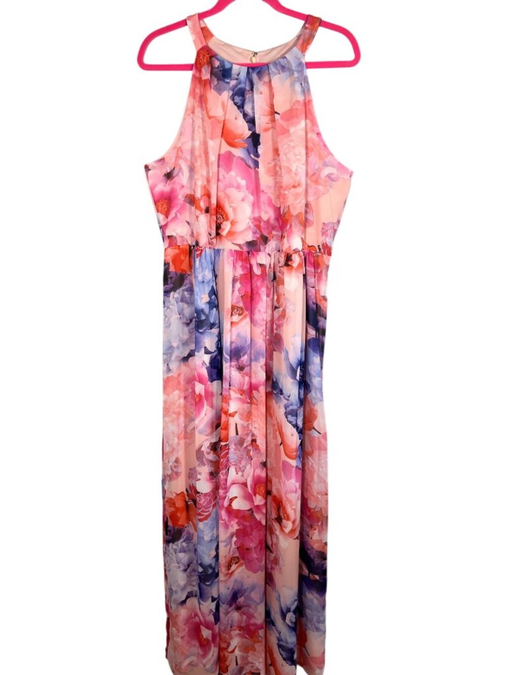 Colorful Floral Halter Maxi Dress 18 Tropical Cottage Coquette Preppy Artsy Chic